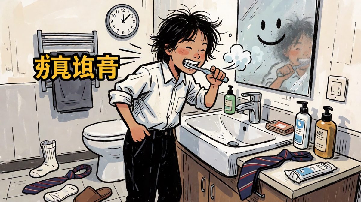 匆忙收拾，场面一片狼藉