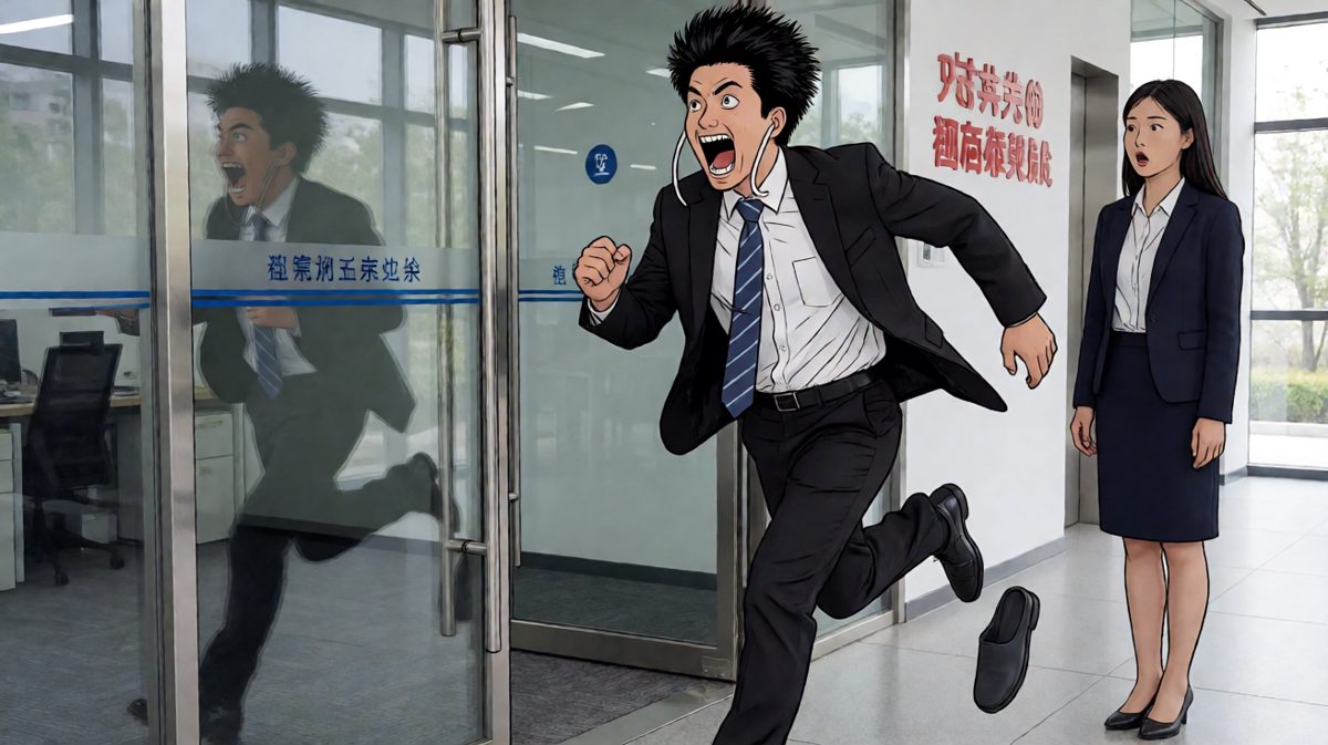 迟到还穿着拖鞋就跑来上班