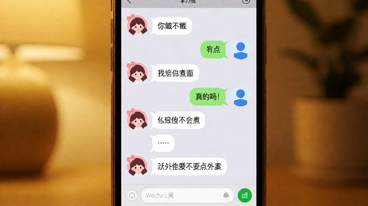 饿不饿→煮面→不会煮→点外卖，绕了一大圈终于回到原点。