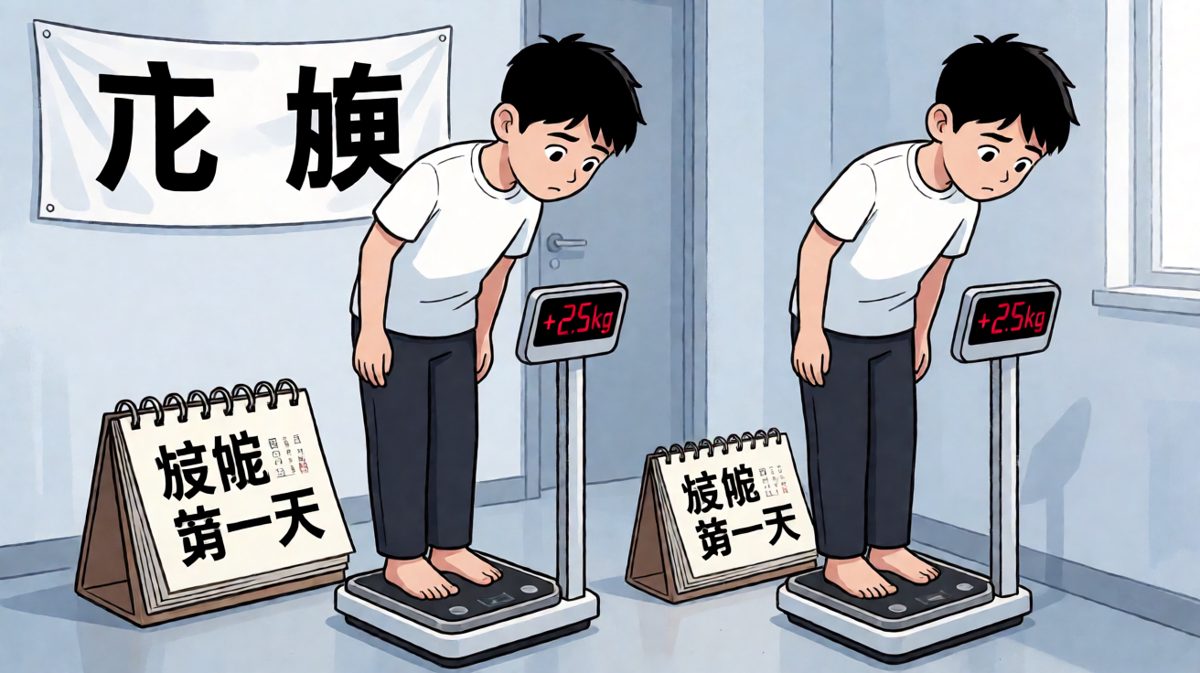 第二天上秤一看，不仅没瘦还胖了两斤半