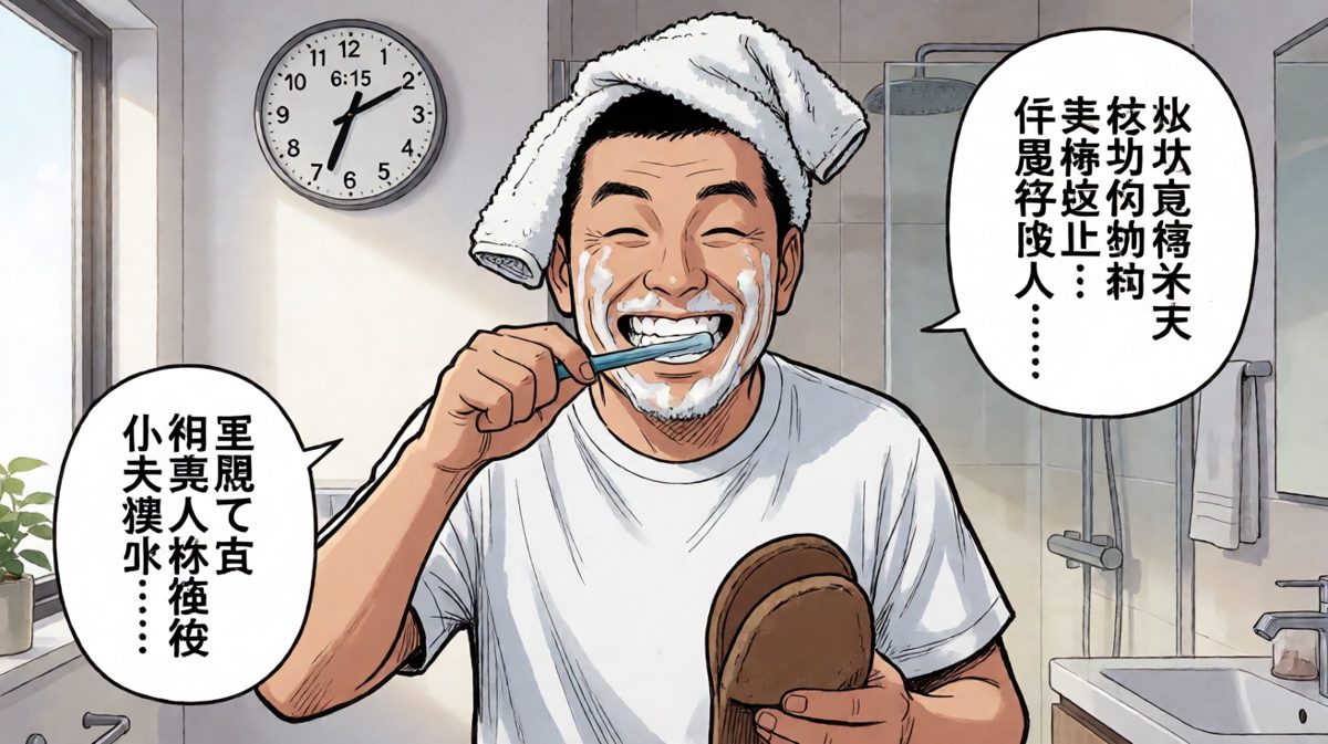 三分钟洗漱完毕，主角以忍者速度穿戴整齐