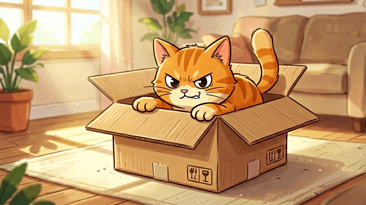 猫：只要我够努力，箱子就会变小！