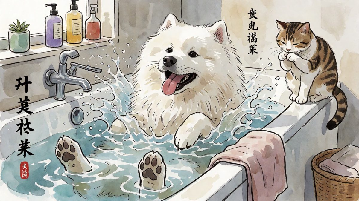 猫：洗澡而已至于吗？我比你优雅多了。