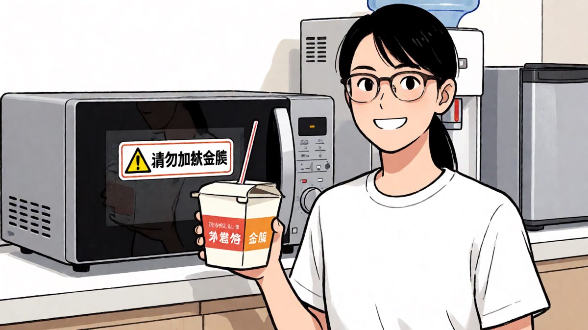 第一格：小明满怀信心地准备热外卖