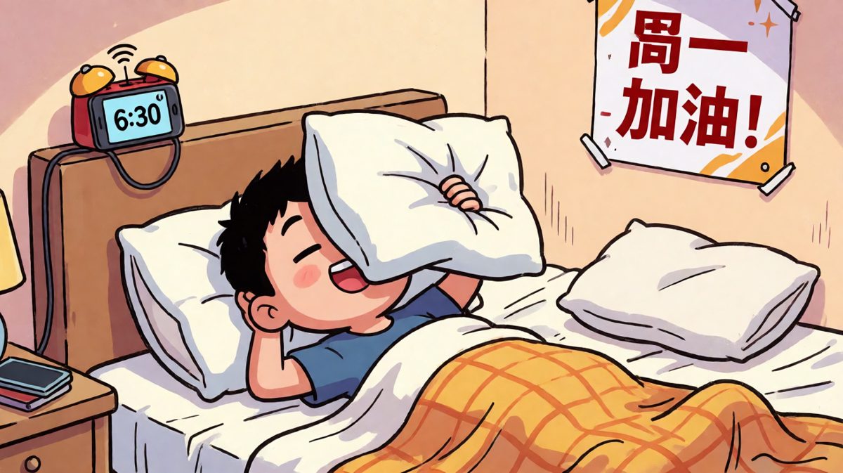 闹钟响了，阿明坚决不醒