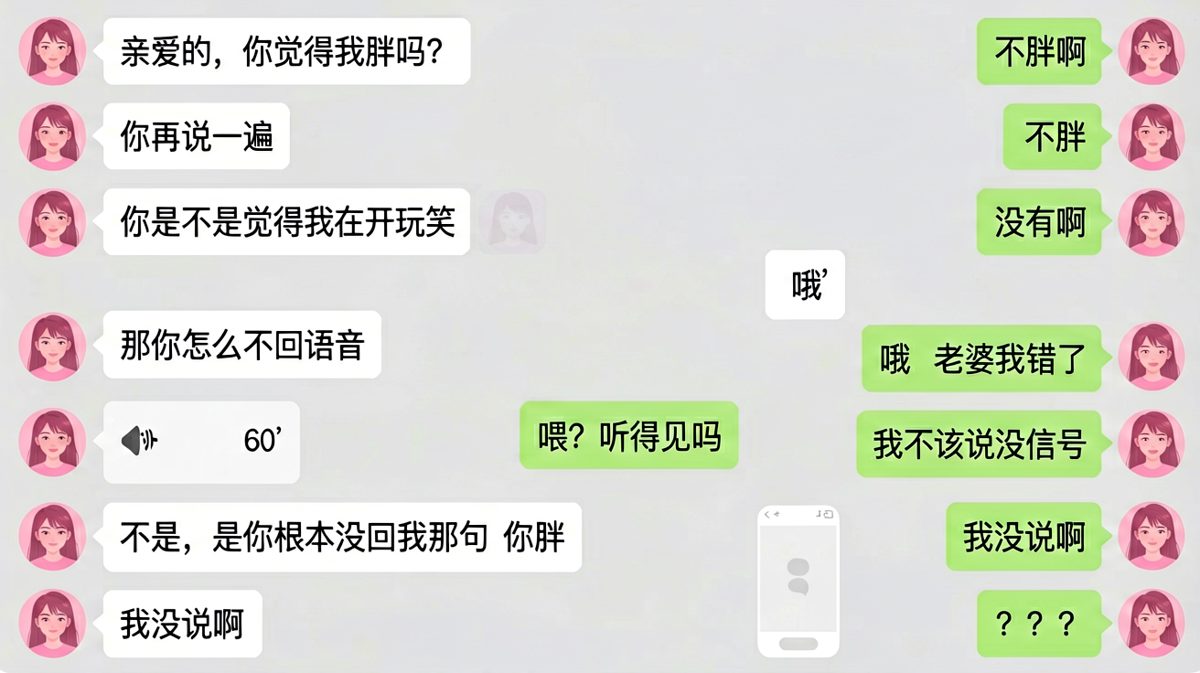 女生灵魂发问后，男生一步步陷入无法挽回的聊天深渊