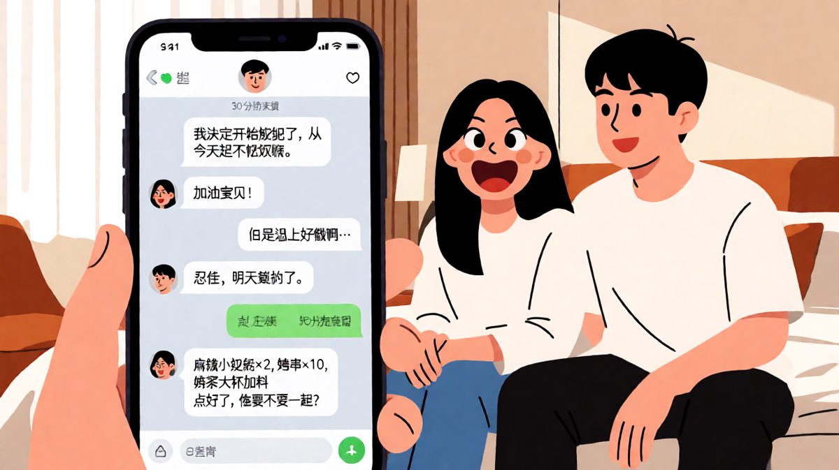 减肥宣言三秒后彻底翻车，还反手问对方要不要一起点外卖