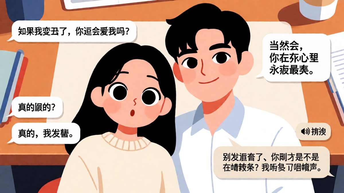 深情告白测试，结果被对方通过语音背景音当场拆穿