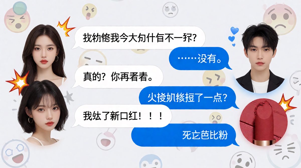 男生的致命直男反应：口红换了等于没换？