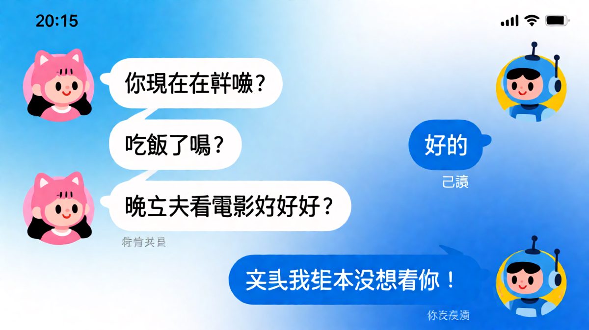 女生連續追問後突然反轉，男生慌張已讀不回。