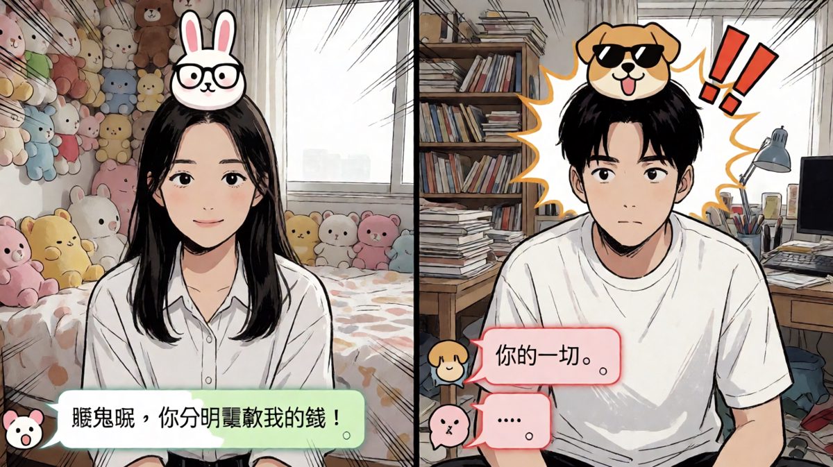 男生誇讚遭拆穿，女生笑稱其實只愛他的錢。