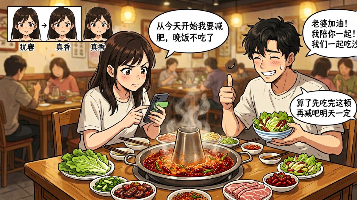 两个人一起减肥的誓言，败给了面前的一顿火锅