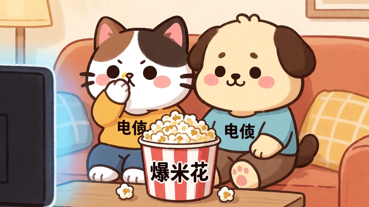 周末追剧时光，只是这位观众对零食不太客气。