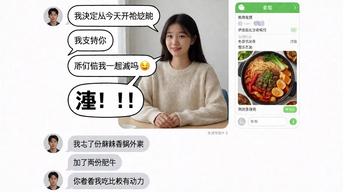 说要减肥的女友，被男友的美食攻势秒破防