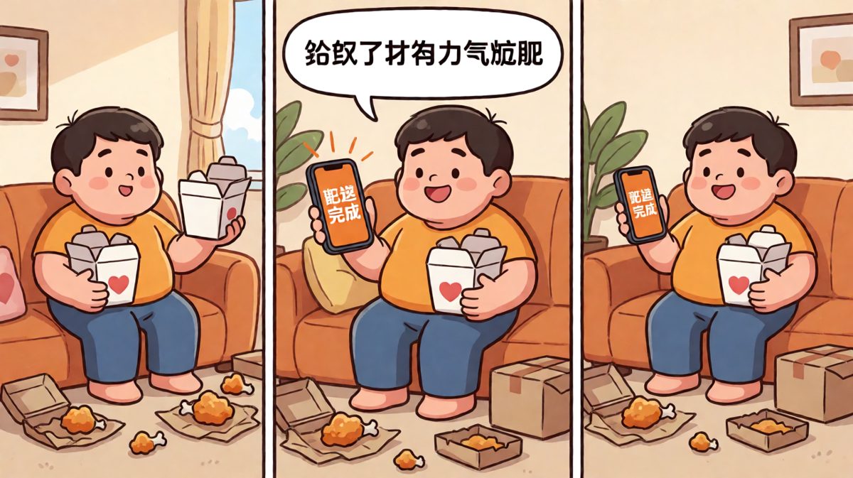 吃完外卖，安慰自己：吃饱了才有力气减肥！