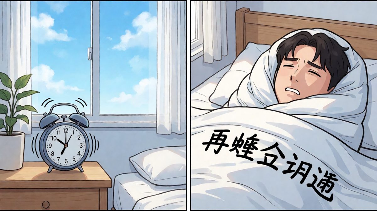 闹钟响起，与被子展开殊死搏斗