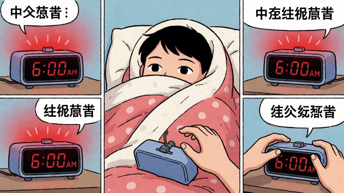 闹钟响了……手伸出去了，但被子不答应！