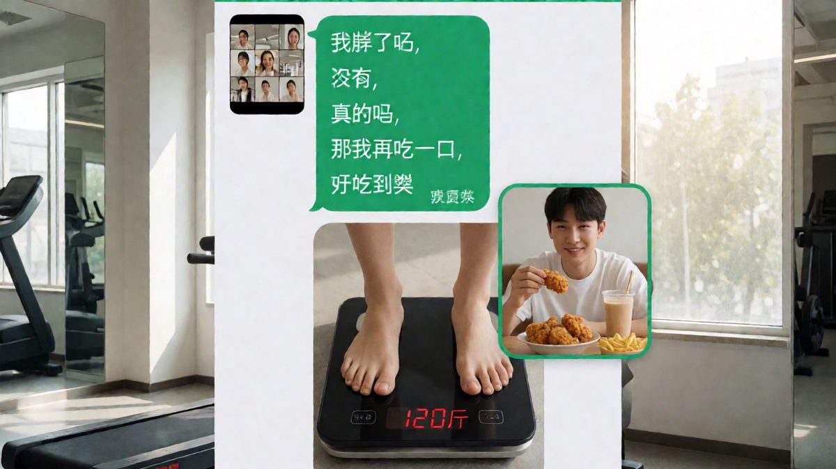女朋友问胖不胖，男朋友在吃鸡还在喝奶茶。