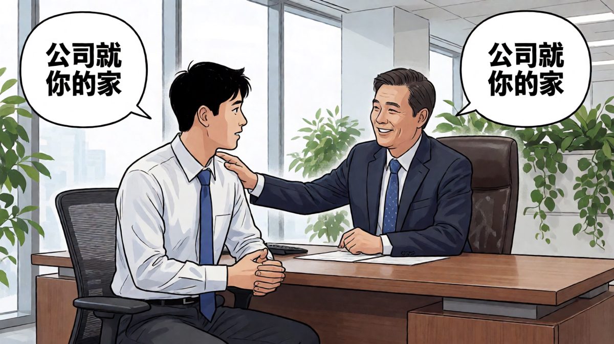 老板说'公司就是你的家'，员工感动得热泪盈眶，下一秒老板接着说'所以不用打卡了，你自己看着办'