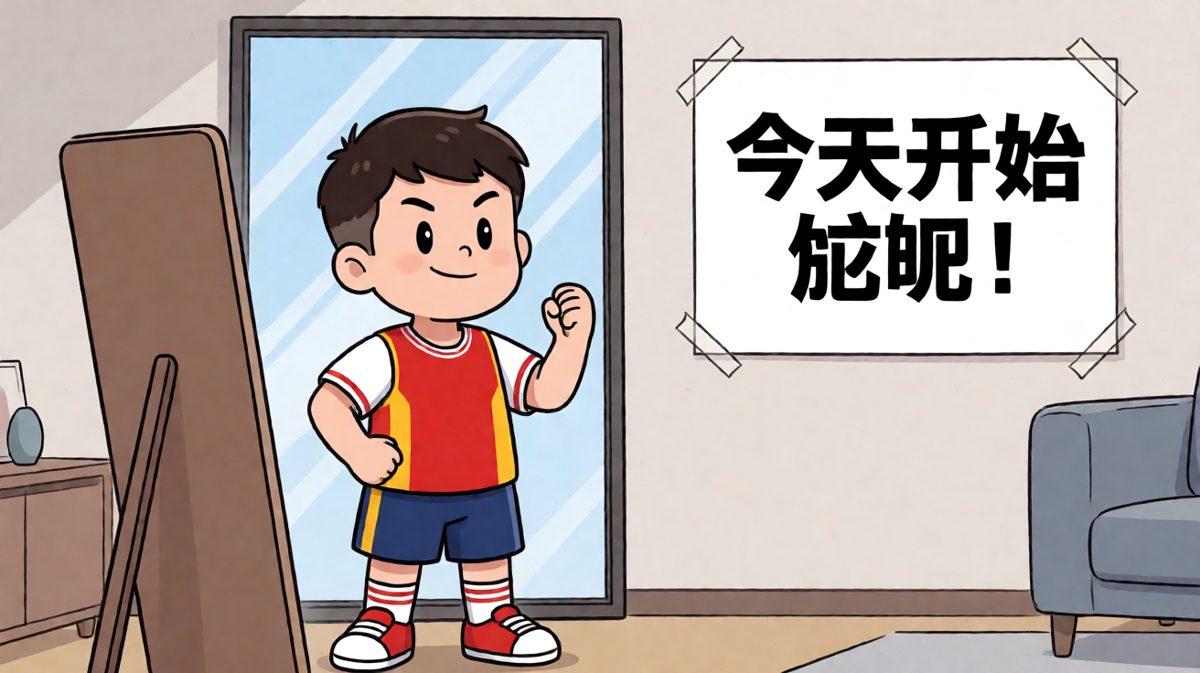 小明雄心勃勃立下减肥誓言
