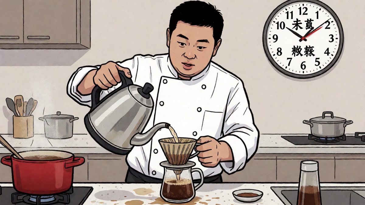 倒水时手抖，咖啡液四处飞溅