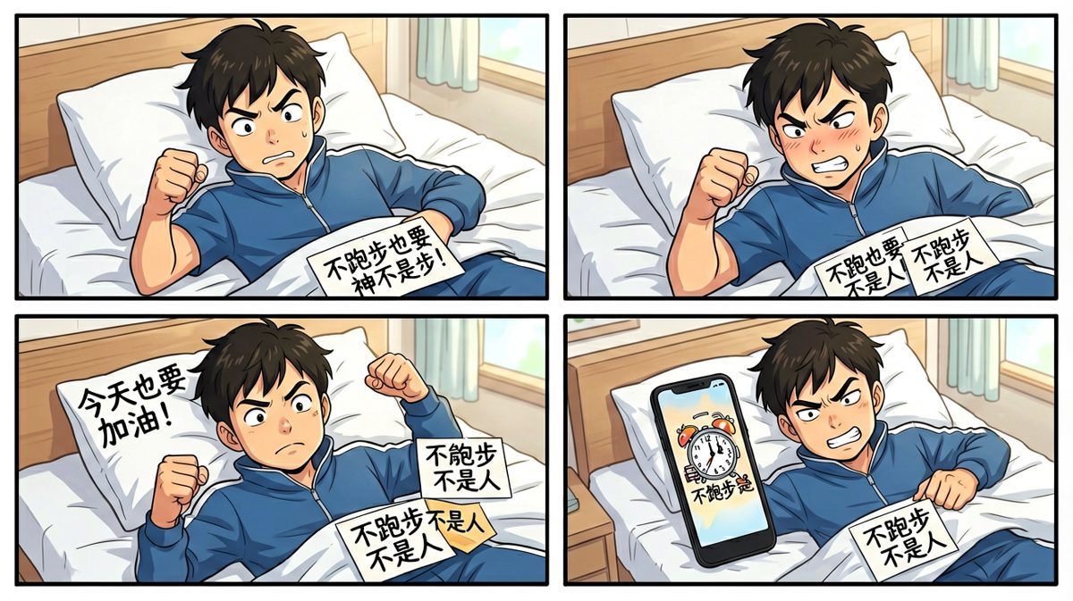 雄心勃勃的设定闹钟，誓要开启健康生活。