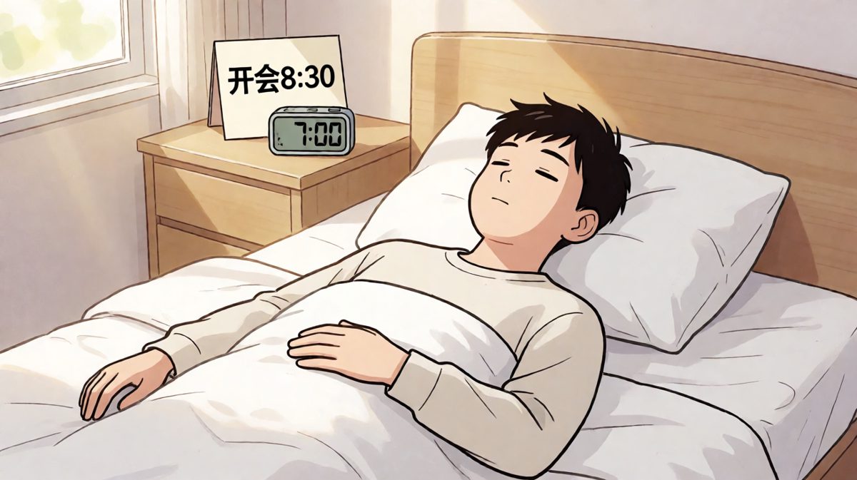 闹钟响起，小明仍在熟睡