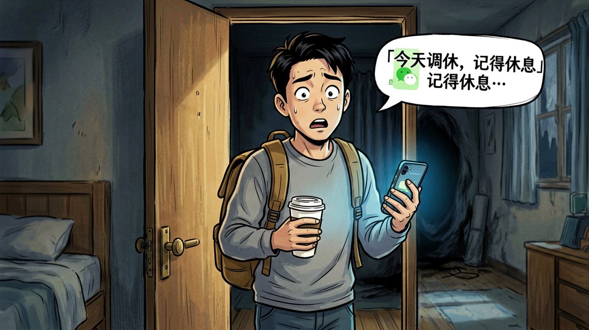 刚走到门口，手机亮了……