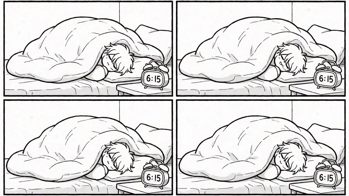 第二格：5:30？不，那是另一个世界的钟，继续睡！