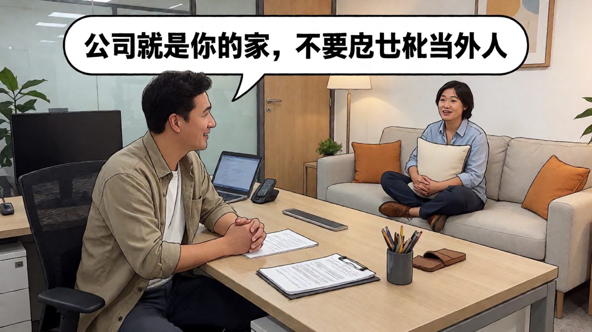 老板：公司就是家！员工：（瘫沙发）那我今晚不走了
