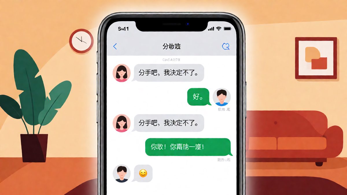 女生假装提分手，男生秒答应，直接暴击。
