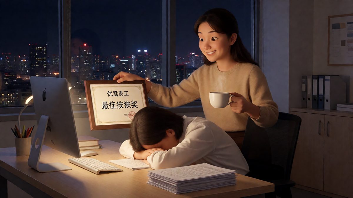 老板醒来发现桌上多了一行字：感谢您的信任让我加班，作为回报，我把您的年终总结写完了——顺便加了点料，祝您笑口常开。