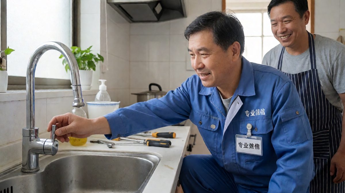 师傅：您这水龙头……就没关紧啊。