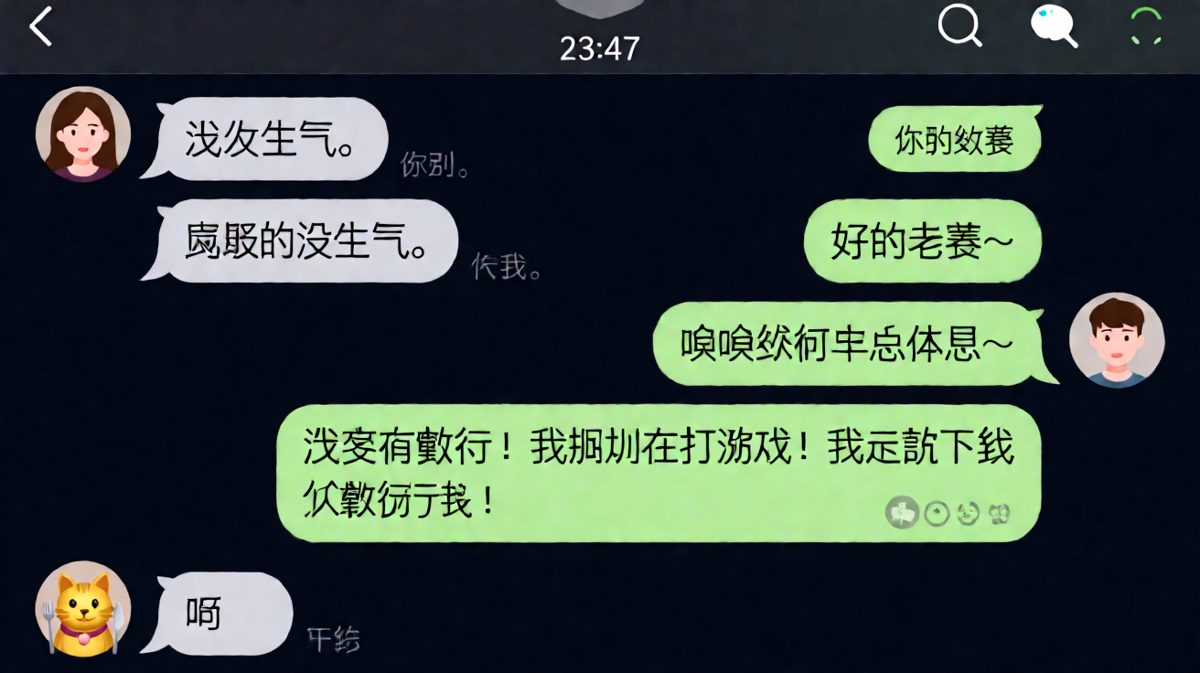 「我没生气」翻译成男生的话就是「快跑」