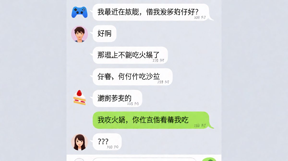 陪着散步可以，但看你吃火锅自己只能吃沙拉——这恋爱谈得有点卑微