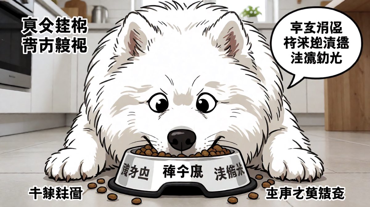 萨摩耶干饭翻车：碗小脸大的痛谁懂。