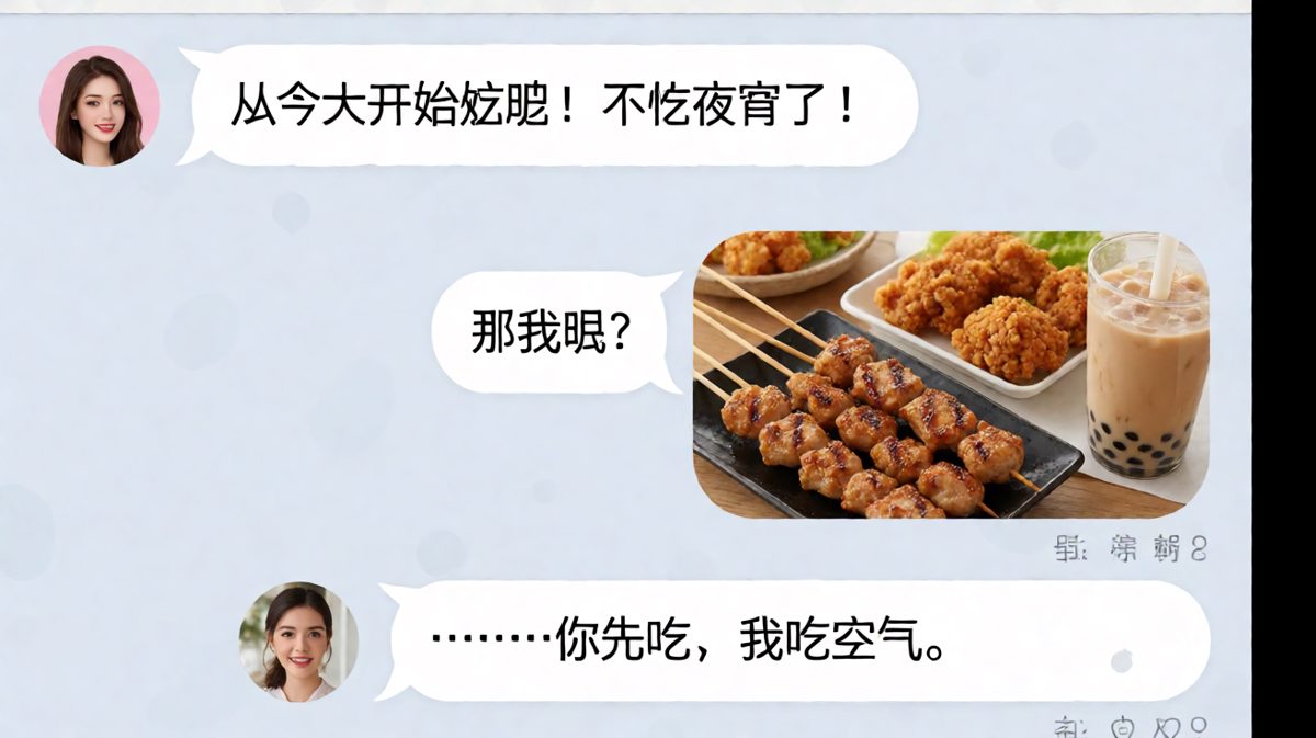 刚发誓减肥，男朋友就发来夜宵照片，灵魂暴击。