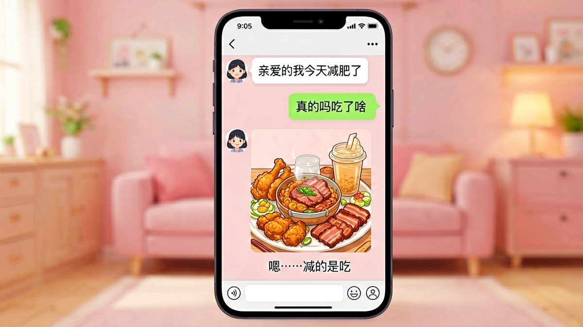 说减肥却发了一桌美食照，最后自曝"减的是吃"，男朋友已无语凝噎
