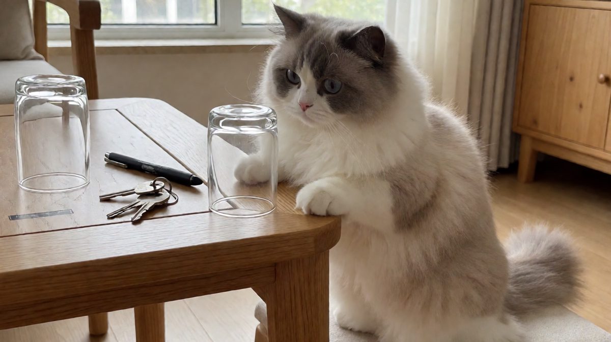 猫：人类，我只是在帮你测试重力而已。
