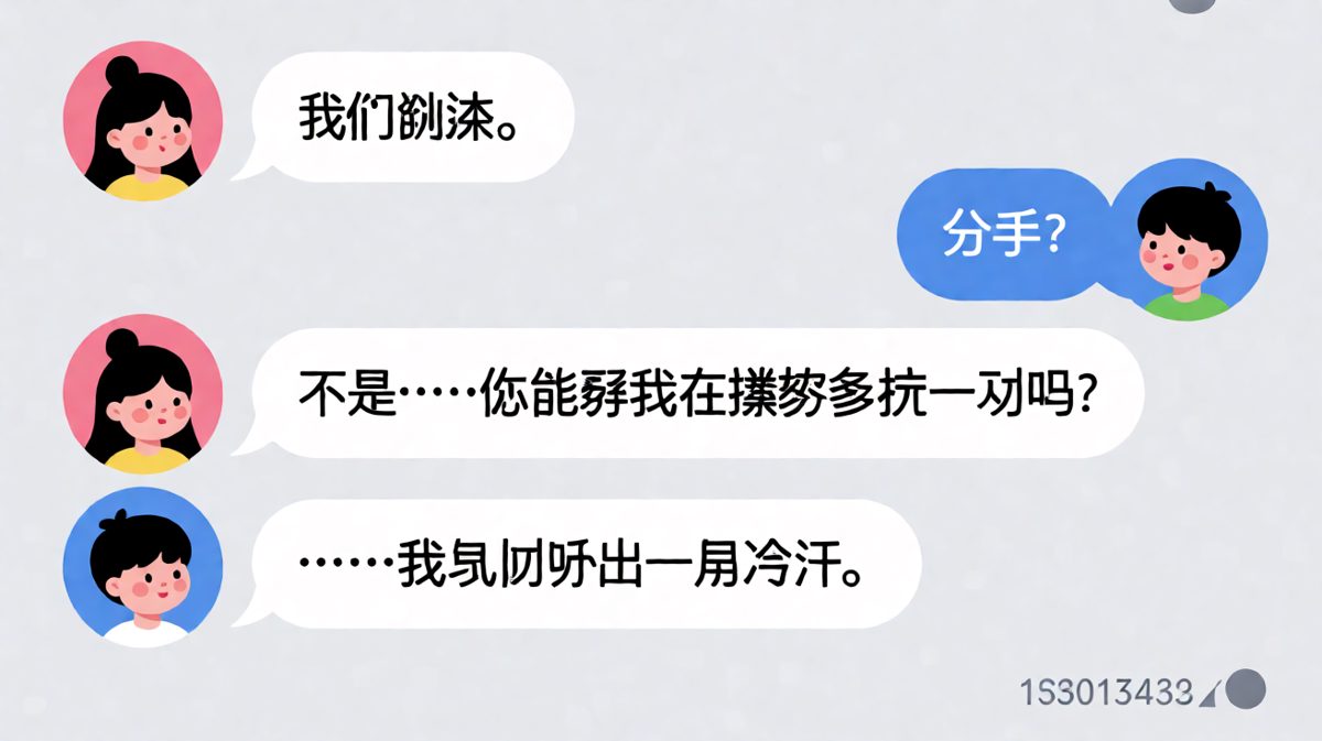 女生一句「我们谈谈」引发男生脑补分手大戏，结果只是为了砍一刀