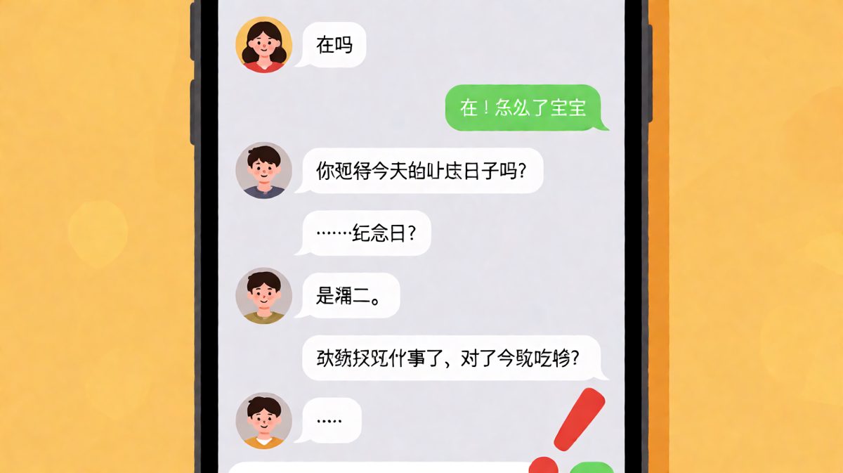 女生连续测试男生的警觉性，最终答案只是想知道今晚吃什么