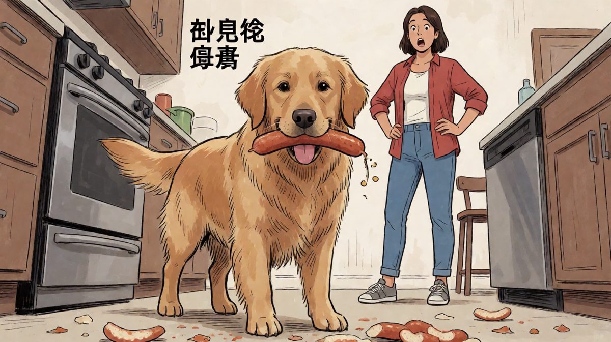 不是我偷吃的，是它自己跳到嘴里的！金毛的顶级辩解