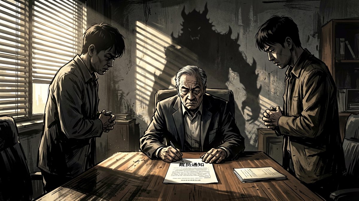 老板面色凝重：公司最近效益不好，必须裁掉一批人！员工吓哭了：我家里还有房贷……老板深吸一口气：首先裁掉的就是你……那个爱哭鬼实习生，你明天别来了。