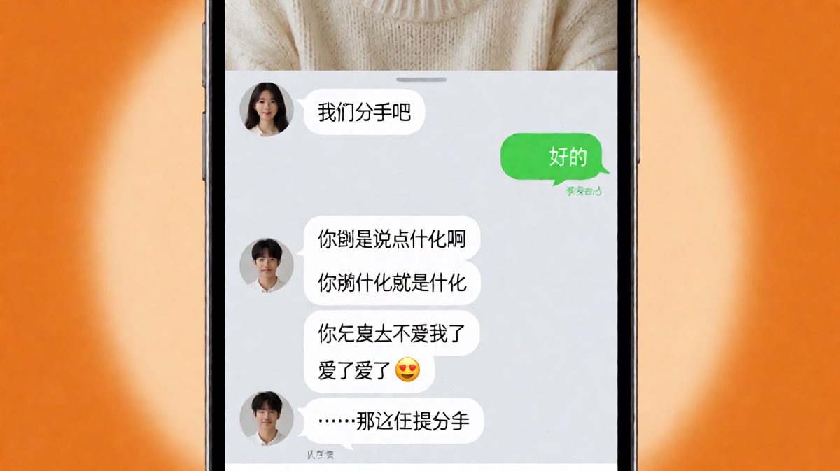 假装生气试探，结果对方配合演出把天聊死