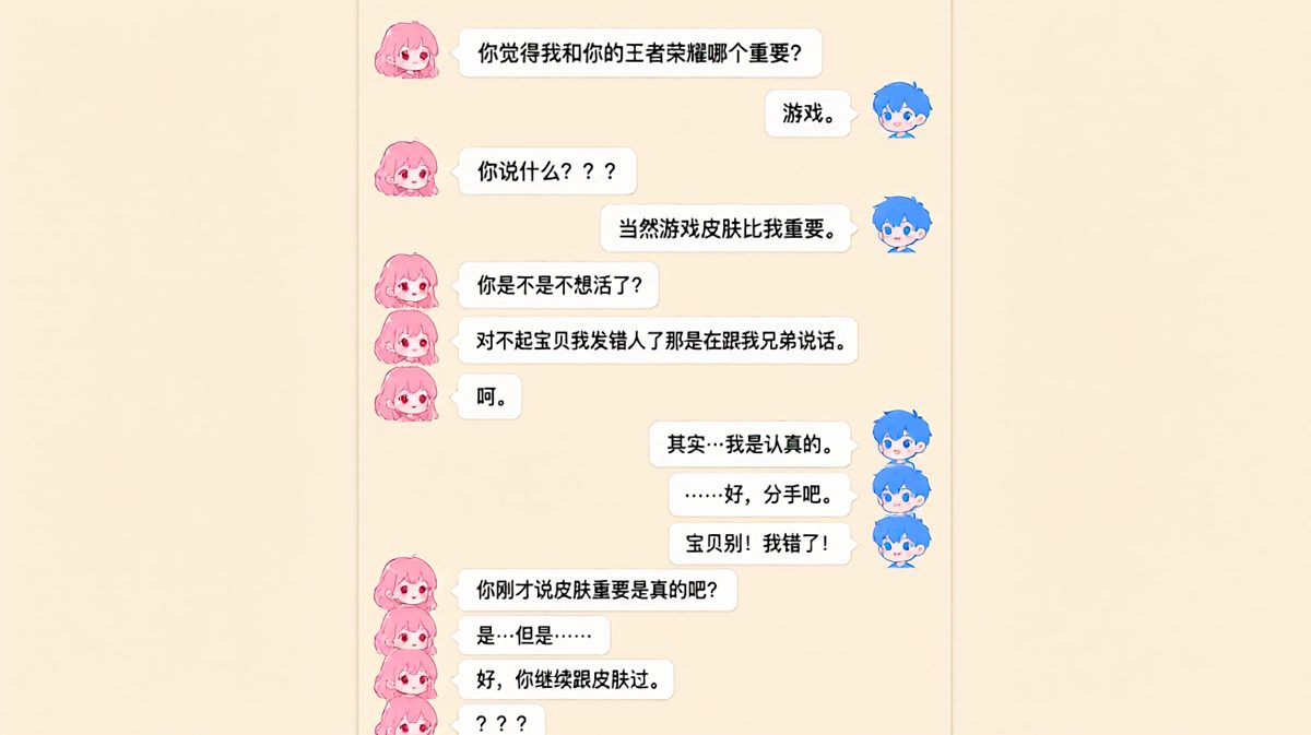 男生回答「游戏」后被女生连环追问，最后发现他还真的是认真的