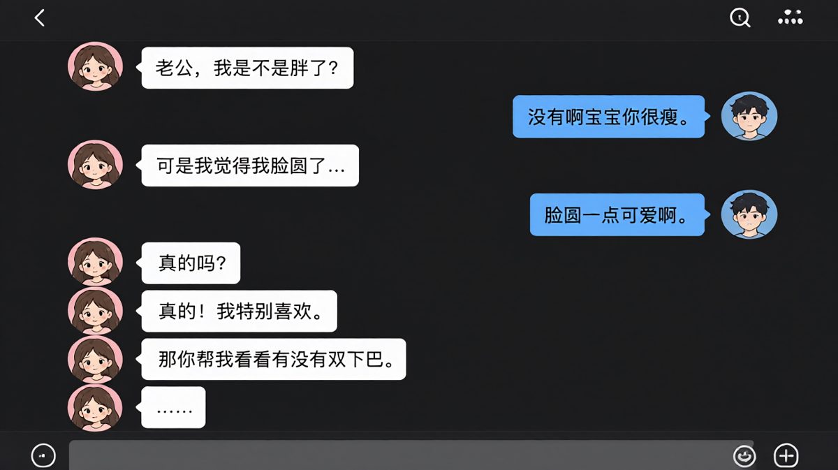女生怀疑自己胖了，让男生帮忙确认，结果男生陷入了生存难题