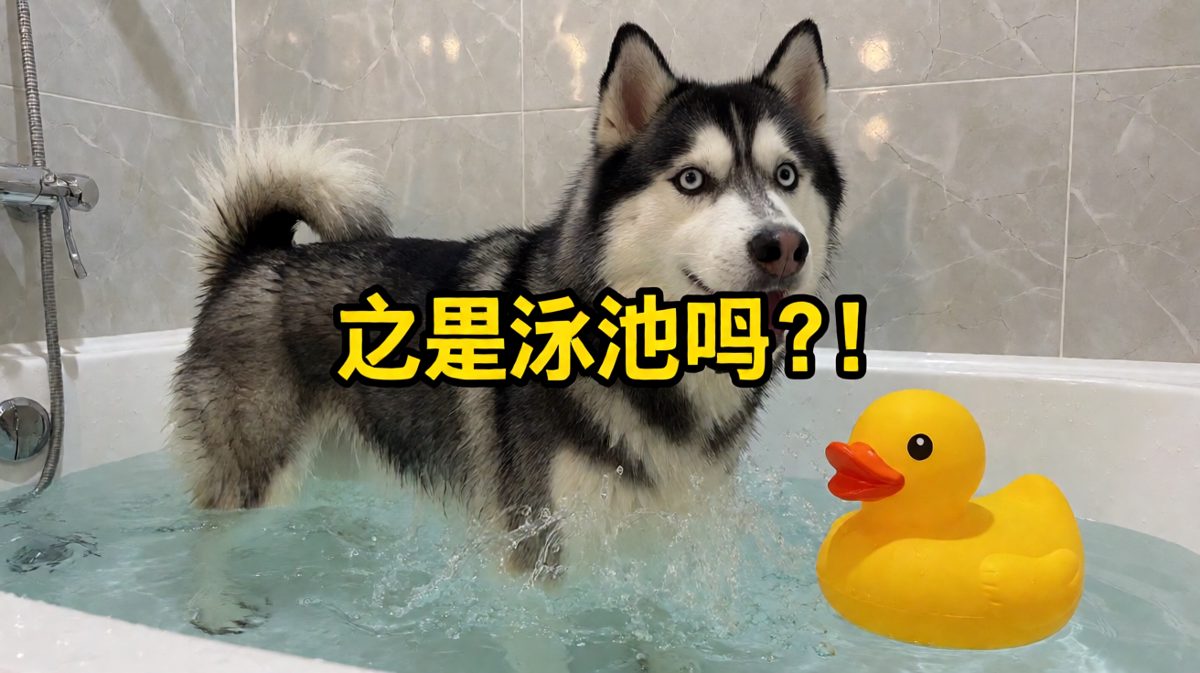哈士奇：洗澡怎么突然变成了海洋探险！