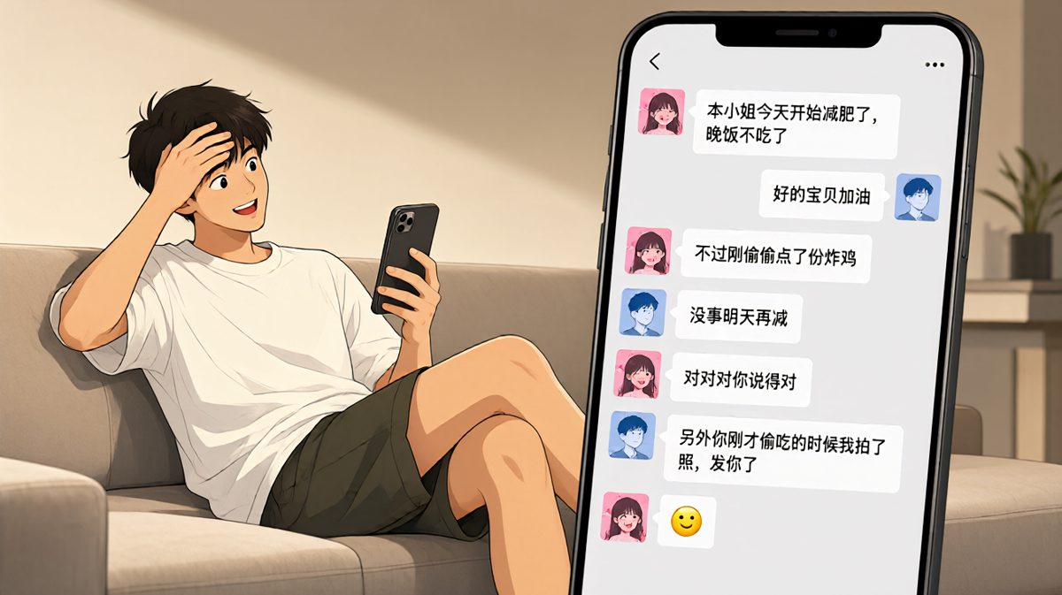 减肥宣言秒变偷吃自白，男生最后一招绝杀