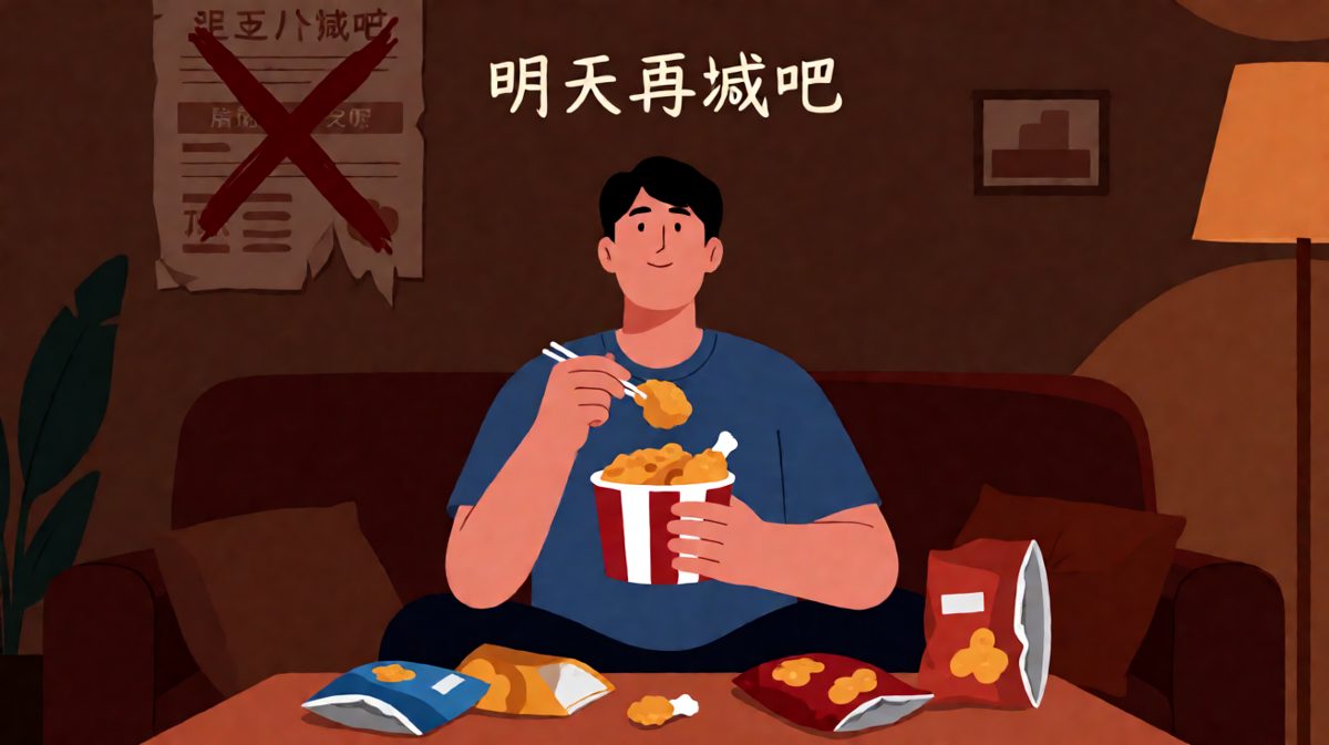 夜晚：彻底崩溃，明天再减