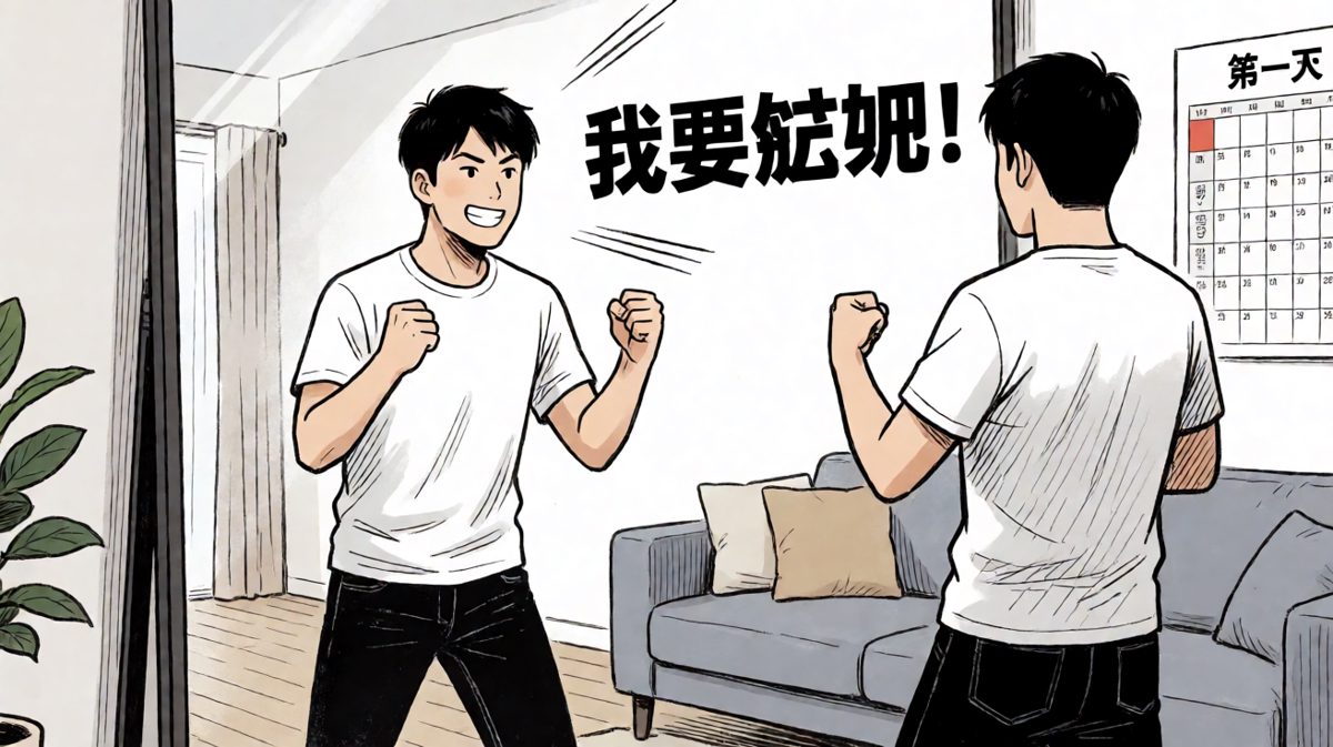 雄心勃勃立下减肥flag，誓要脱胎换骨